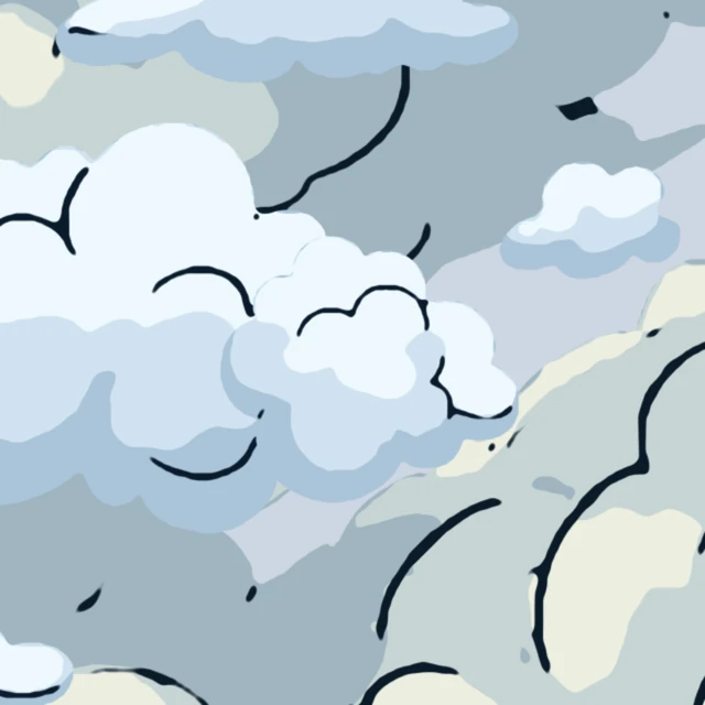 Clouds on the site at close zoom, with sharp outlines