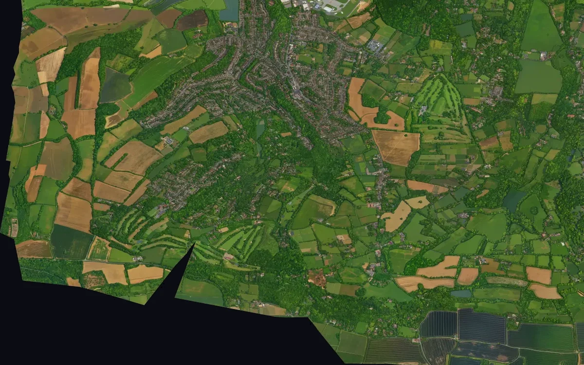 The same place with a wide band of map generated past the boundary