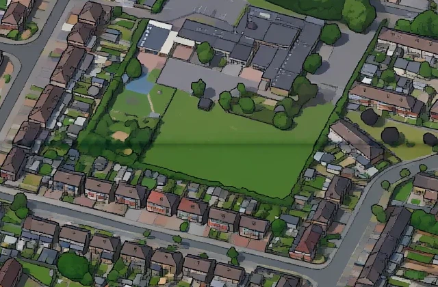 A park in the band with a thin dark line across it