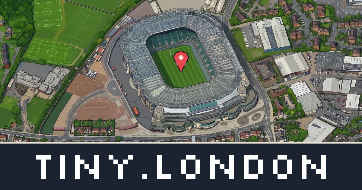 Twickenham Stadium drawn as isometric pixel art on tiny.london