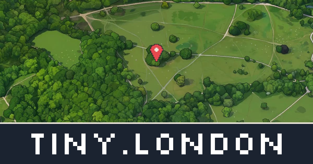 Hampstead Heath drawn as isometric pixel art on tiny.london