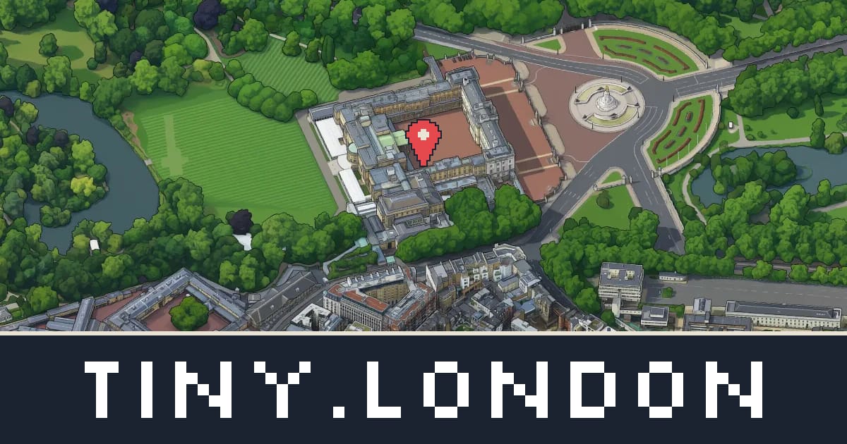 Buckingham Palace drawn as isometric pixel art on tiny.london