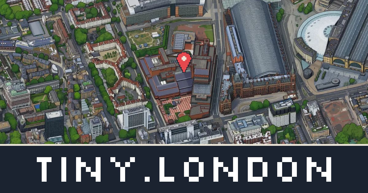 British Library drawn as isometric pixel art on tiny.london