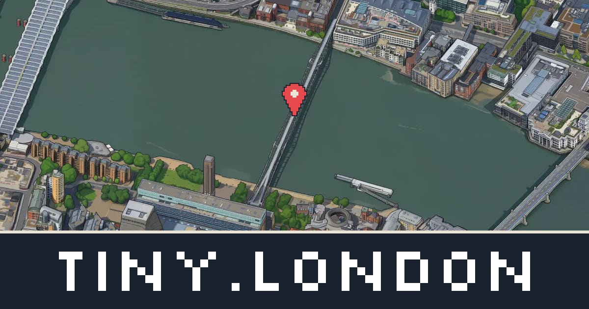 Millennium Bridge drawn as isometric pixel art on tiny.london