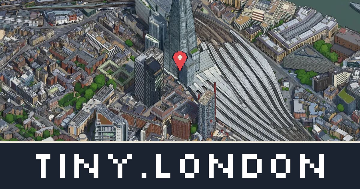 The Shard drawn as isometric pixel art on tiny.london